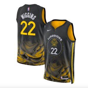 Maillot de basket-ball 2022-23 Golden State Warriors #22 Andrew Wiggins Nike City Noir Jersey Crème 597223