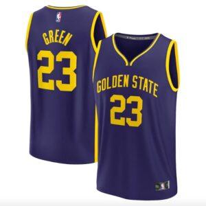 Maillot de basket-ball 2022-23 Golden State Warriors #23 Draymond Green Fast Break Statement Navy Jersey 597235