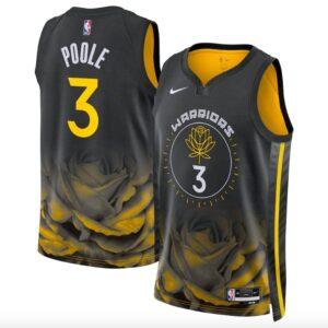 Maillot de basket-ball 2022-23 Golden State Warriors #3 Jordan Poole Nike City Maillot noir 595431