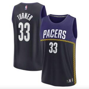 Maillot de basket-ball Indiana Pacers 2022-23 #33 Myles Turner Fast Break City Blue Jersey 606498