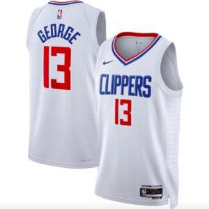 Maillot de basket-ball 2022-23 LA Clippers #13 Paul George Swingman Association Maillot blanc rouge 606671