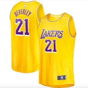 Maillot de basket-ball 2022-23 LA Lakers #21 Patrick Beverly Fast Break Icon Gold Jersey 606918