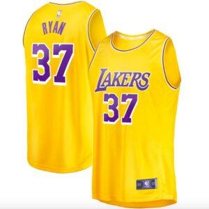 Maillot de basket-ball 2022-23 LA Lakers #37 Matt Ryan Fast Break Icon Gold Jersey blanc 606931