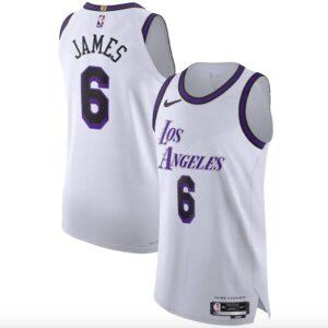 Maillot de basket-ball 2022-23 LA Lakers #6 LeBron James Authentique City Blanc Jersey 606820