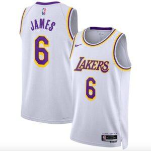Maillot de basket-ball 2022-23 LA Lakers #6 LeBron James Swingman Association Maillot blanc gris 606761