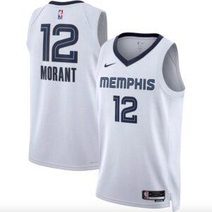 Maillot de basket-ball 2022-23 Memphis Grizzlies #12 Ja Morant Swingman Association Maillot blanc 607163