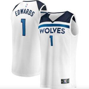 Maillot de basket-ball 2022-23 Minnesota Timberwolves #1 Anthony Edwards Fast Break Association Maillot blanc Orange 608923