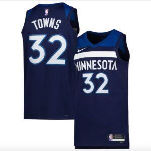 Maillot de basket-ball 2022-23 Minnesota Timberwolves #32 Karl-Anthony Towns Swingman Icon Navy Jersey Bleu 609842