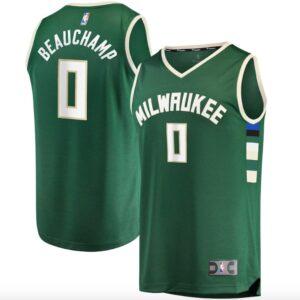 Maillot de basket-ball NBA 2022, choix de premier tour des Milwaukee Bucks #0 MarJon Beauchamp Icon Green Jersey 608557