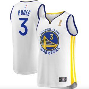 Maillot de basket-ball 2022 Champions de la finale NBA Golden State Warriors #3 Jordan Poole Fast Break Association Maillot blanc crème 598132