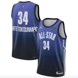 Maillot de basket-ball 2023 NBA All-Star Game #34 Giannis Antetokounmpo Swingman bleu maillot 608206