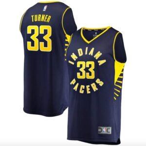 Maillot de basket-ball Indiana Pacers # 33 Myles Turner Fast Break Icon Navy Jersey noir 602039