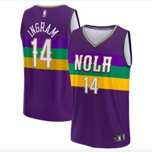 Maillot de basket-ball 2022-23 Pélicans de la Nouvelle-Orléans #14 Brandon Ingram Fastbreak City Maillot violet 612354