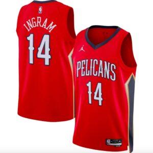 Maillot de basket-ball 2022-23 Pélicans de la Nouvelle-Orléans #14 Brandon Ingram Swingman Statement Maillot rouge 612441