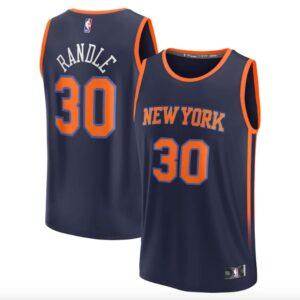 Maillot de basket-ball 2022-23 New York Knicks #30 Julius Randle Fast Break Statement Maillot noir gris 613210