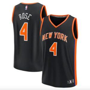 Maillot de basket-ball 2022-23 New York Knicks #4 Derrick Rose Fast Break City Maillot noir 613185