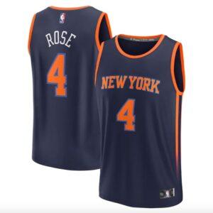 Maillot de basket-ball 2022-23 New York Knicks #4 Derrick Rose Fastbreak Statement Navy Jersey 613298