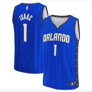 Maillot de basket-ball 2022-23 Oklahoma City Thunder #1 Jonathan Isaac Fast Break Statement Maillot bleu 613495