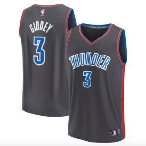 Maillot de basket-ball 2022-23 Oklahoma City Thunder #3 Josh Giddey Fastbreak City Maillot Anthracite Vert 613351