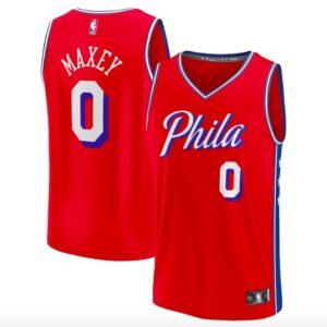 Maillot de basket-ball 2022-23 Philadelphia 76ers #0 Tyrese Maxey Fast Break Statement Maillot rouge 616866