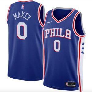 Maillot de basket-ball 2022-23 Philadelphia 76ers #0 Tyrese Maxey Swingman Icon Royal Jersey Noir 617010
