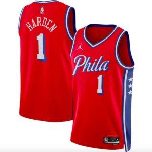 Maillot de basket-ball 2022-23 Philadelphia 76ers #1 James Harden Swingman Statement Maillot rouge 619109