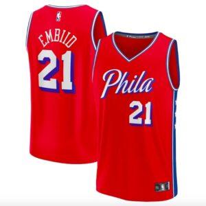 Maillot de basket-ball 2022-23 Philadelphia 76ers #21 Joel Embiid Fast Break Statement Maillot rouge 617022