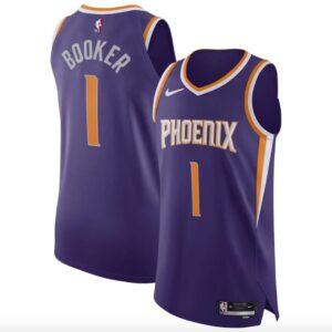 Maillot de basket-ball 2022-23 Phoenix Suns #1 Devin Booker Authentique Icon Violet Jersey 620194