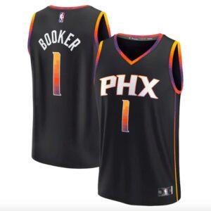 Maillot de basket-ball 2022-23 Phoenix Suns #1 Devin Booker Fast Break Statement Maillot noir 619983