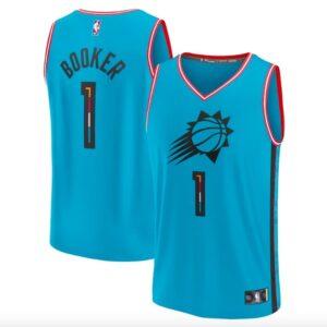 Maillot de basket-ball 2022-23 Phoenix Suns #1 Devin Booker Fastbreak City Turquoise Jersey 620181