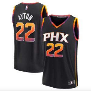 Maillot de basket-ball 2022-23 Phoenix Suns #22 Deandre Ayton Fast Break Statement Maillot noir blanc 620243