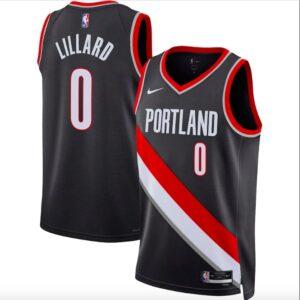 Maillot de basket-ball 2022-23 Portland Trail Blazers #0 Damian Lillard Swingman Icon Maillot noir Violet 620443