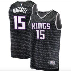 Maillot de basket-ball 2022-23 Sacramento Kings #15 Davion Mitchell Fast Break Statement Maillot noir 620898