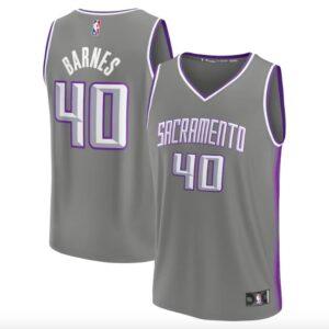 Maillot de basket-ball 2022-23 Sacramento Kings #40 Harrison Barnes Fast Break City Gris Jersey 620933