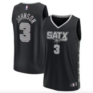 Maillot de basket-ball 2022-23 San Antonio Spurs #3 Keldon Johnson Fast Break Statement Maillot noir 621190