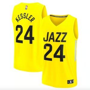 Maillot de basket-ball 2022-23 Utah Jazz #24 Walker Kessler Fast Break Icon Maillot jaune Orange 623687