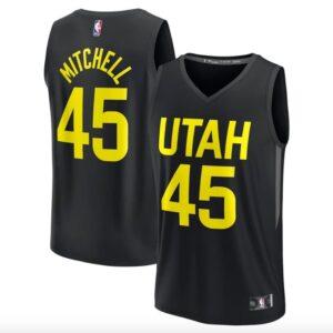 Maillot de basket-ball 2022-23 Utah Jazz #45 Donovan Mitchell Fast Break Statement Maillot noir crème 623662