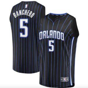 Maillot de basket-ball NBA 2022, choix de premier tour, Orlando Magic #5 Paolo Banchero Fast Break Icon, maillot noir, 613444