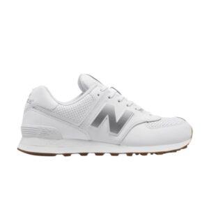 New Balance 574 Baskets en cuir blanc gomme noir ML574LEC