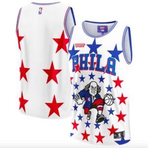 Maillot blanc des 76ers de Philadelphie NBA & KidSuper Studios par Fanatics 619337