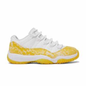 Wmns Air Jordan 11 Low Baskets jaunes en peau de serpent Gris AH7860 107
