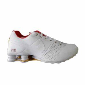 Baskets Wmns Nike Shox Deliver Blanc Université Rouge Noir 317549 118