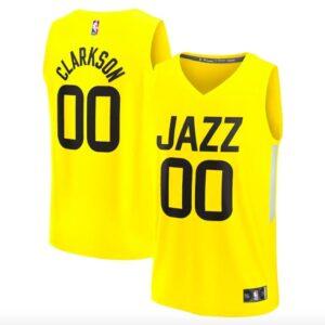 Maillot de basket-ball 2022-23 Utah Jazz #00 Jordan Clarkson Fast Break Icon Maillot jaune Violet 628740