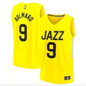 Maillot de basket-ball 2022-23 Utah Jazz #9 Leandro Bolmaro Fast Break Icon Maillot jaune noir 628784