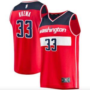 Maillot de basket-ball 2022-23 Washington Wizards #33 Kyle Kuzma Fast Break Icon Maillot rouge gris 630943