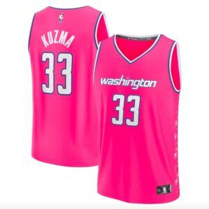 Maillot de basket-ball 2022-23 Washington Wizards #33 Kyle Kuzma Fastbreak City Maillot Rose Violet 628836