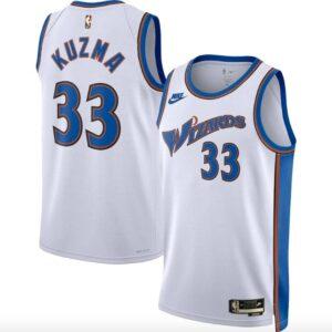 Maillot de basket-ball 2022-23 Washington Wizards #33 Kyle Kuzma Swingman Classic White Jersey Crème 630956
