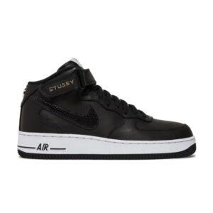 Stussy x Nike Air Force 1 Mid Baskets en peau de serpent noires DJ7840 001