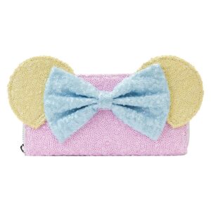 Portefeuille zippé à paillettes pastel Minnie Mouse noir 644396