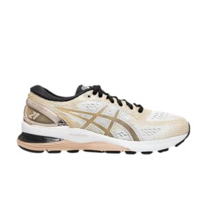 Baskets Wmns Asics Gel Nimbus 21 Platinum Blanc Frosted Almond Noir 1012A608 100